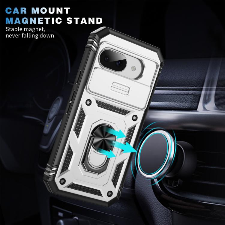 For Google Pixel 9a Sliding Camshield TPU + PC Phone Case with Holder
