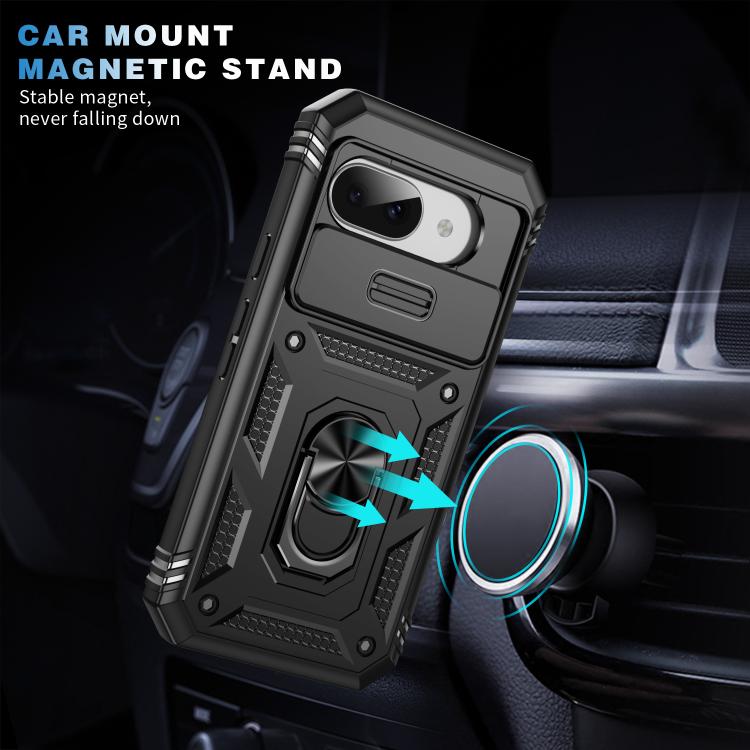 For Google Pixel 9a Sliding Camshield TPU + PC Phone Case with Holder