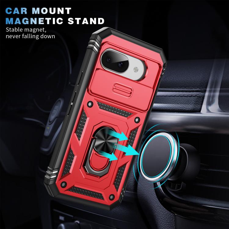 For Google Pixel 9a Sliding Camshield TPU + PC Phone Case with Holder