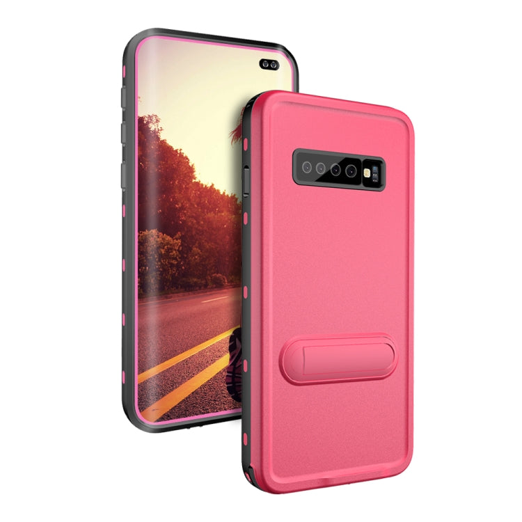 For Samsung Galaxy S10 Plus RedPepper Shockproof Waterproof Solid Color PC + TPU Protective Case with Holder