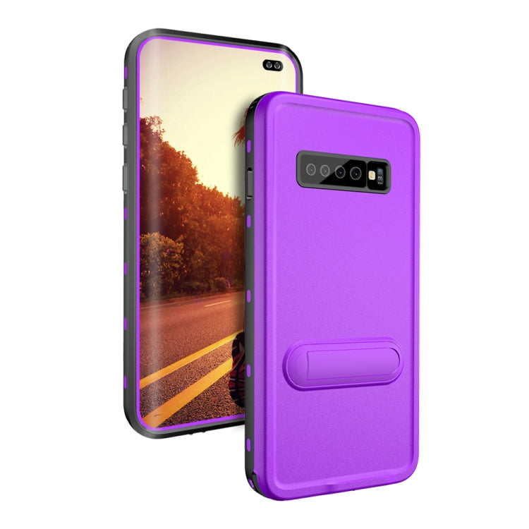 For Samsung Galaxy S10 Plus RedPepper Shockproof Waterproof Solid Color PC + TPU Protective Case with Holder