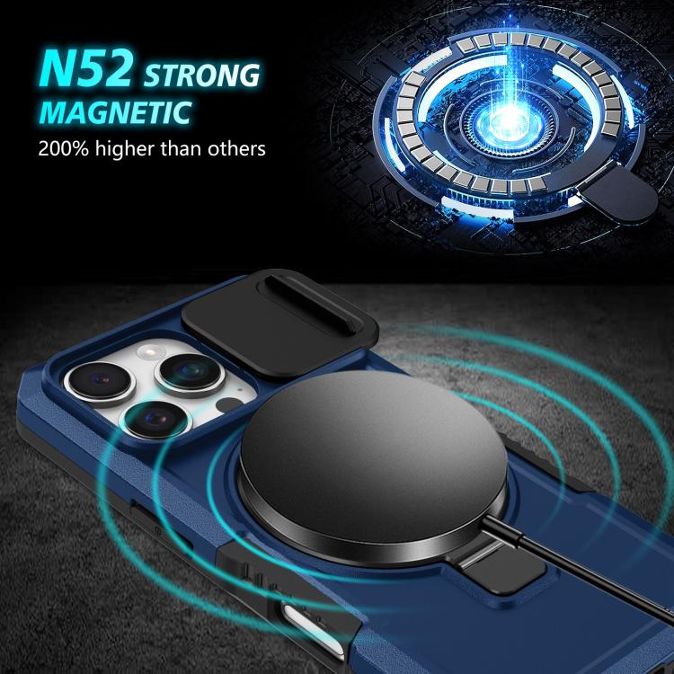 For iPhone 16 Pro Max Sliding Camshield MagSafe Holder TPU Hybrid PC Phone Case