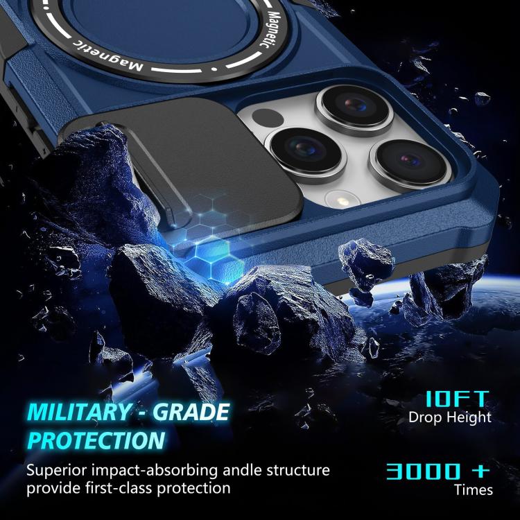 For iPhone 16 Pro Max Sliding Camshield MagSafe Holder TPU Hybrid PC Phone Case