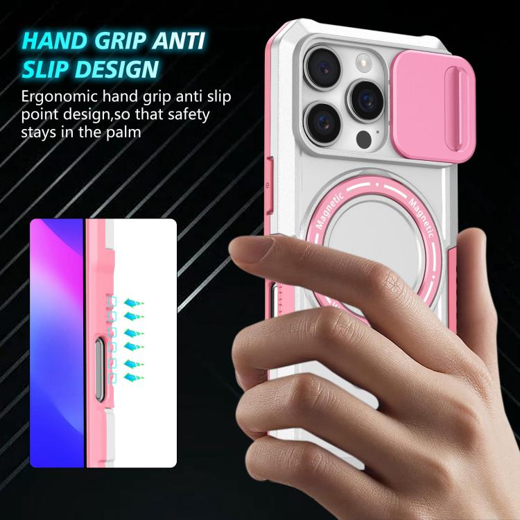 For iPhone 16 Pro Max Sliding Camshield MagSafe Holder TPU Hybrid PC Phone Case
