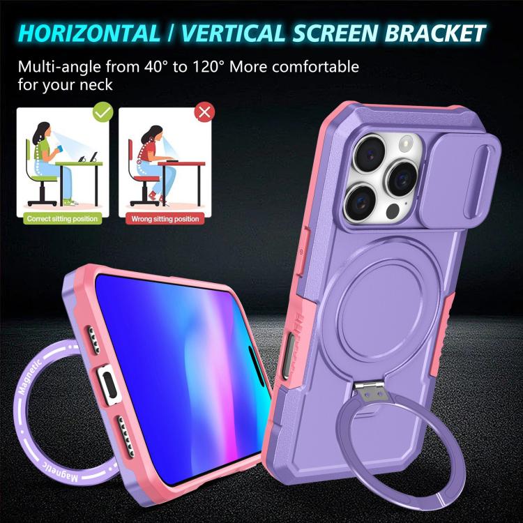 For iPhone 16 Pro Max Sliding Camshield MagSafe Holder TPU Hybrid PC Phone Case