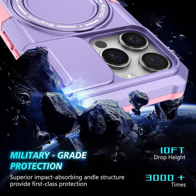 For iPhone 16 Pro Max Sliding Camshield MagSafe Holder TPU Hybrid PC Phone Case