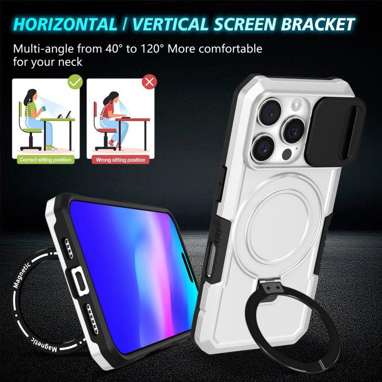 For iPhone 16 Pro Max Sliding Camshield MagSafe Holder TPU Hybrid PC Phone Case