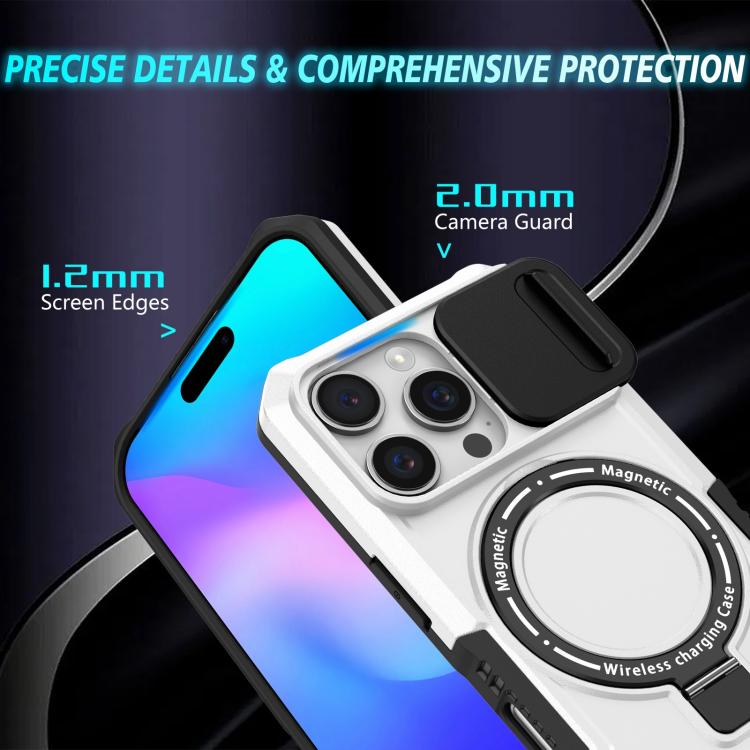 For iPhone 16 Pro Max Sliding Camshield MagSafe Holder TPU Hybrid PC Phone Case