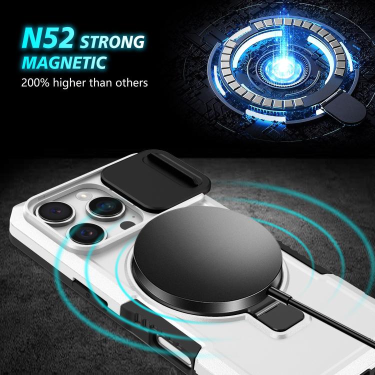For iPhone 16 Pro Max Sliding Camshield MagSafe Holder TPU Hybrid PC Phone Case
