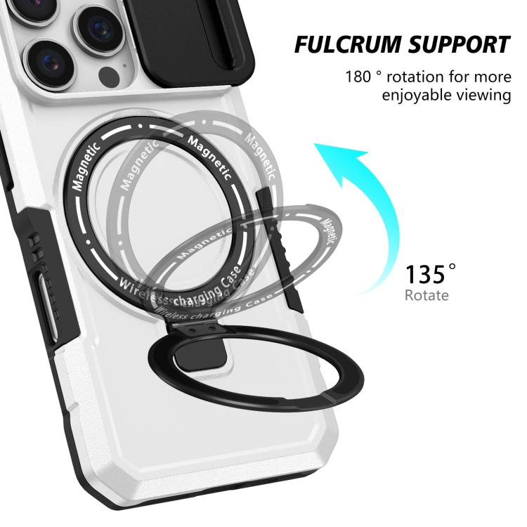 For iPhone 16 Pro Max Sliding Camshield MagSafe Holder TPU Hybrid PC Phone Case