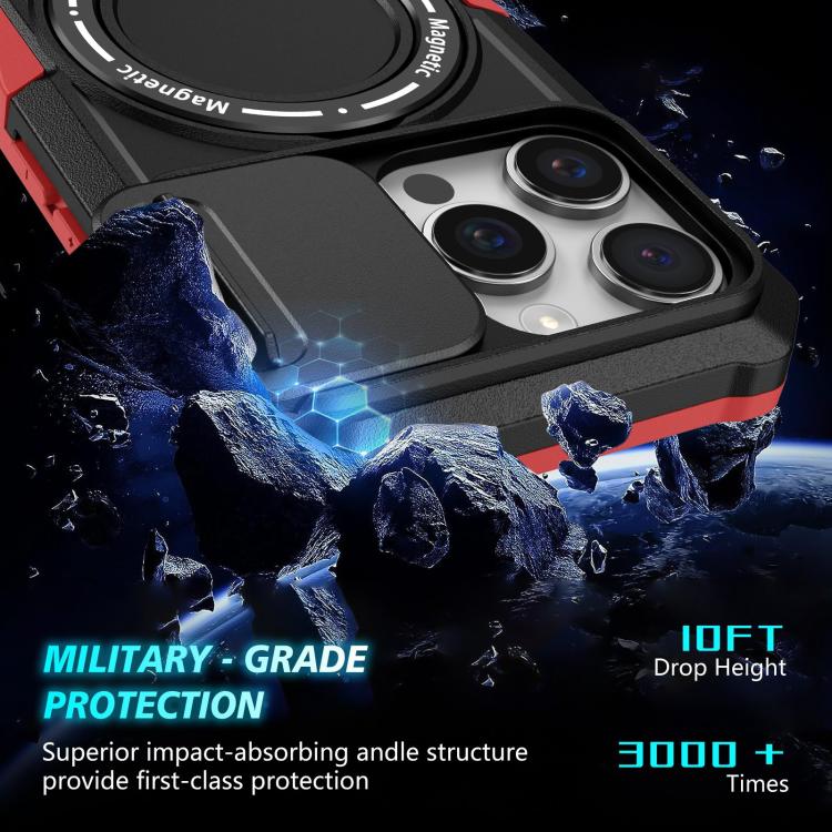 For iPhone 16 Pro Max Sliding Camshield MagSafe Holder TPU Hybrid PC Phone Case