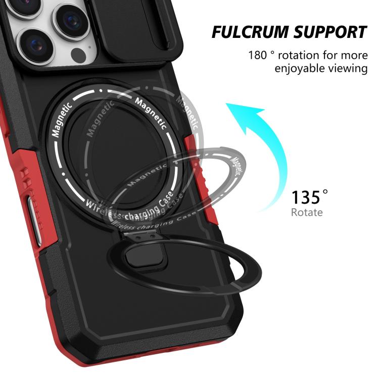 For iPhone 16 Pro Max Sliding Camshield MagSafe Holder TPU Hybrid PC Phone Case