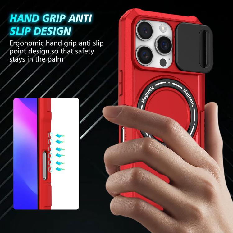 For iPhone 16 Pro Max Sliding Camshield MagSafe Holder TPU Hybrid PC Phone Case