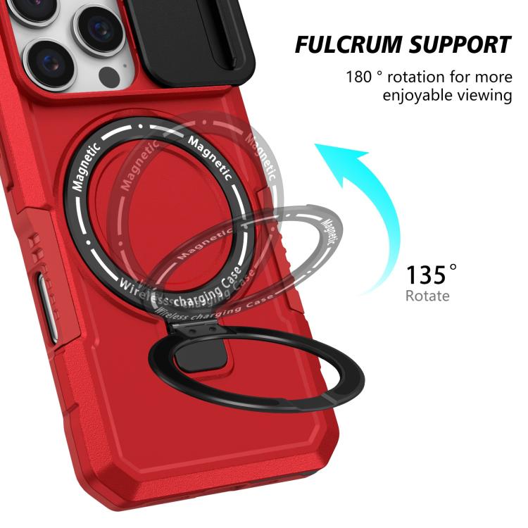 For iPhone 16 Pro Max Sliding Camshield MagSafe Holder TPU Hybrid PC Phone Case