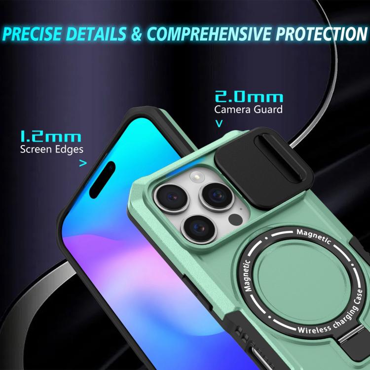For iPhone 16 Pro Max Sliding Camshield MagSafe Holder TPU Hybrid PC Phone Case