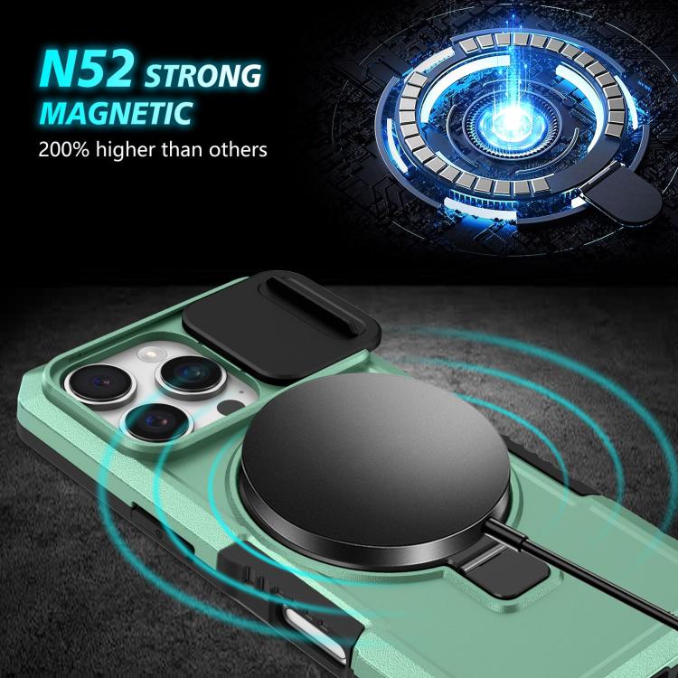 For iPhone 16 Pro Max Sliding Camshield MagSafe Holder TPU Hybrid PC Phone Case