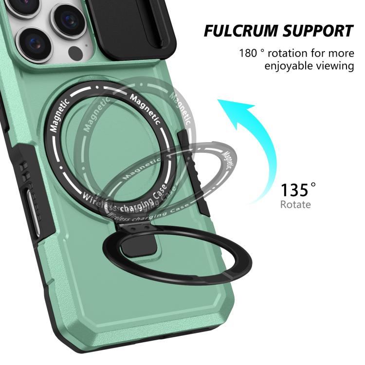 For iPhone 16 Pro Max Sliding Camshield MagSafe Holder TPU Hybrid PC Phone Case