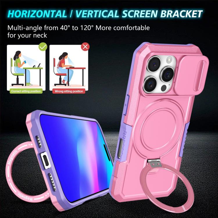 For iPhone 16 Pro Max Sliding Camshield MagSafe Holder TPU Hybrid PC Phone Case