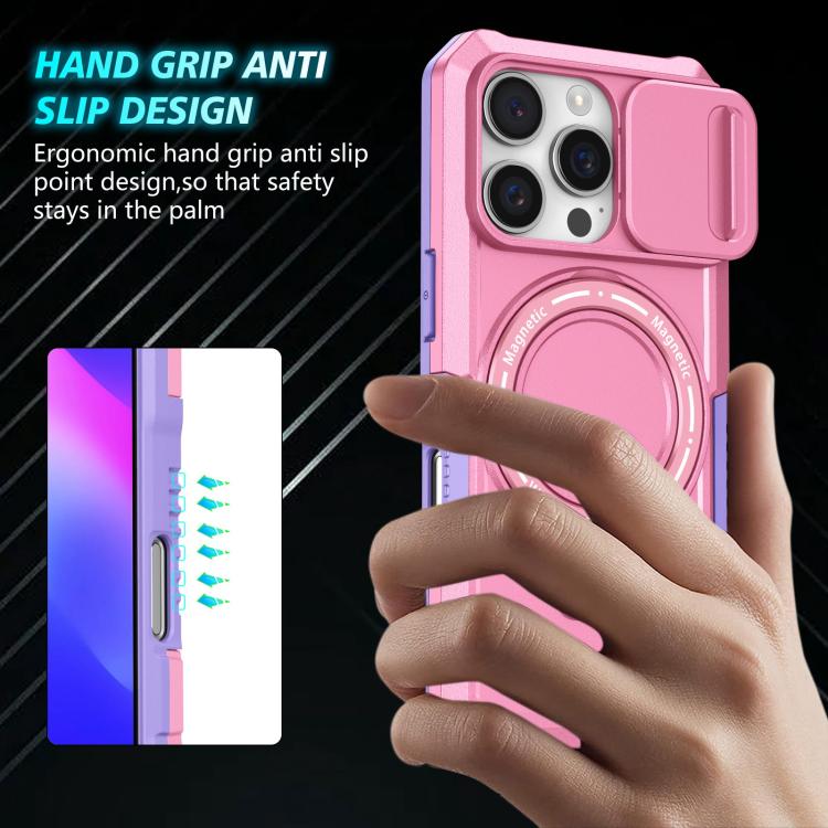 For iPhone 16 Pro Max Sliding Camshield MagSafe Holder TPU Hybrid PC Phone Case