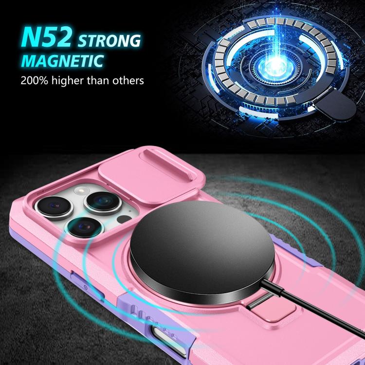 For iPhone 16 Pro Max Sliding Camshield MagSafe Holder TPU Hybrid PC Phone Case