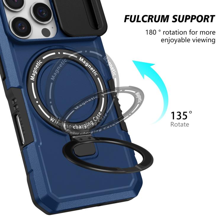 For iPhone 16 Pro Sliding Camshield MagSafe Holder TPU Hybrid PC Phone Case