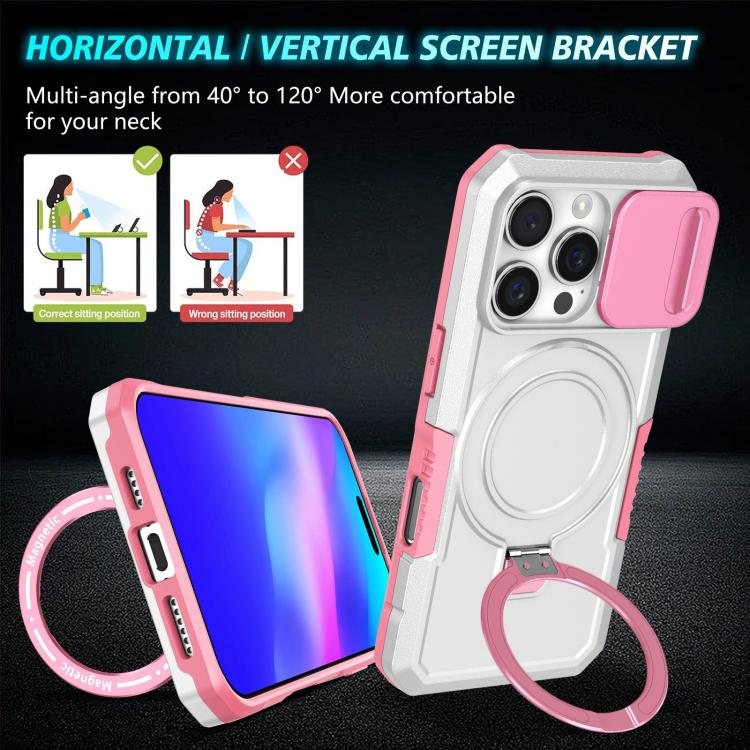 For iPhone 16 Pro Sliding Camshield MagSafe Holder TPU Hybrid PC Phone Case