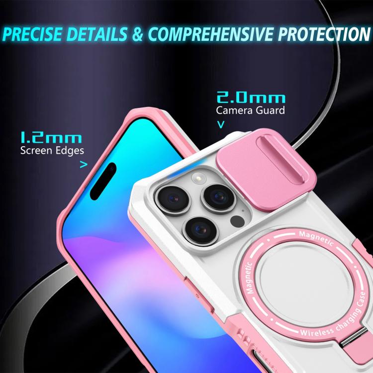 For iPhone 16 Pro Sliding Camshield MagSafe Holder TPU Hybrid PC Phone Case