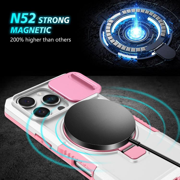 For iPhone 16 Pro Sliding Camshield MagSafe Holder TPU Hybrid PC Phone Case