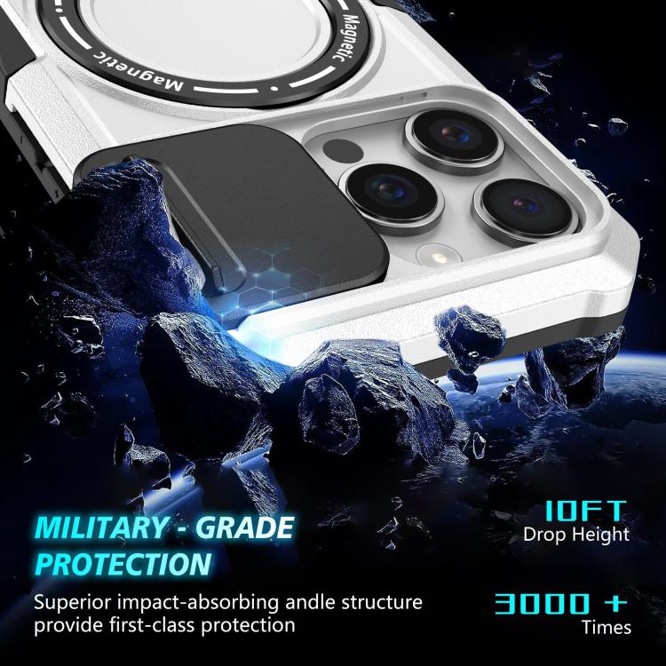 For iPhone 16 Pro Sliding Camshield MagSafe Holder TPU Hybrid PC Phone Case
