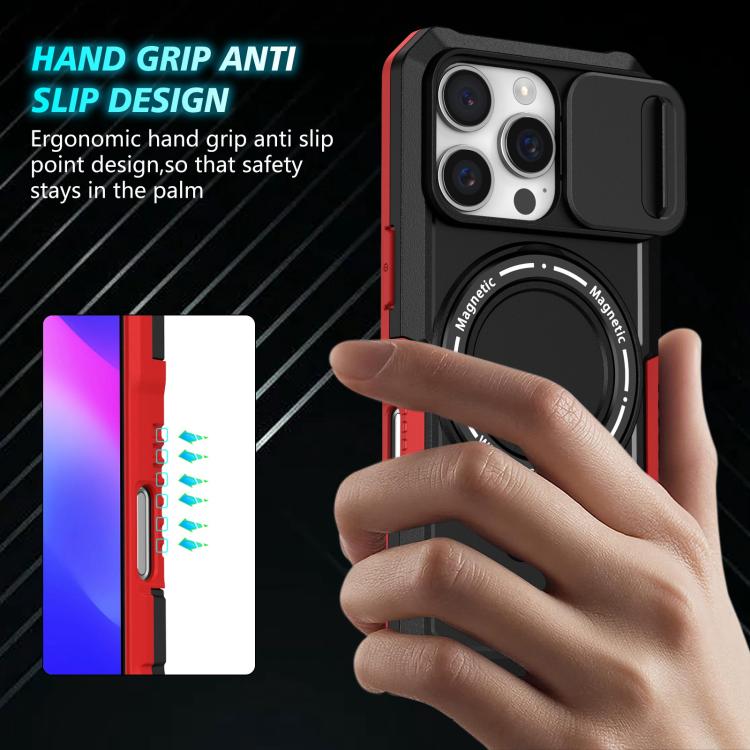 For iPhone 16 Pro Sliding Camshield MagSafe Holder TPU Hybrid PC Phone Case
