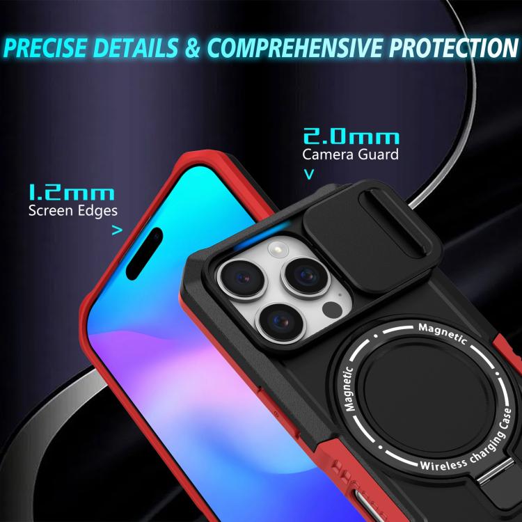 For iPhone 16 Pro Sliding Camshield MagSafe Holder TPU Hybrid PC Phone Case
