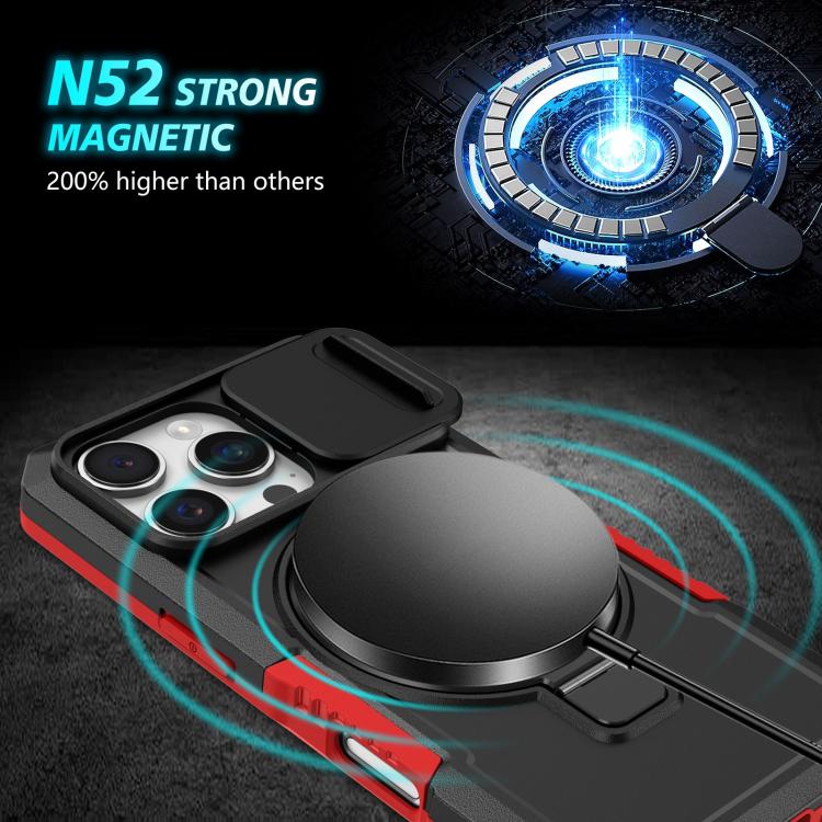 For iPhone 16 Pro Sliding Camshield MagSafe Holder TPU Hybrid PC Phone Case