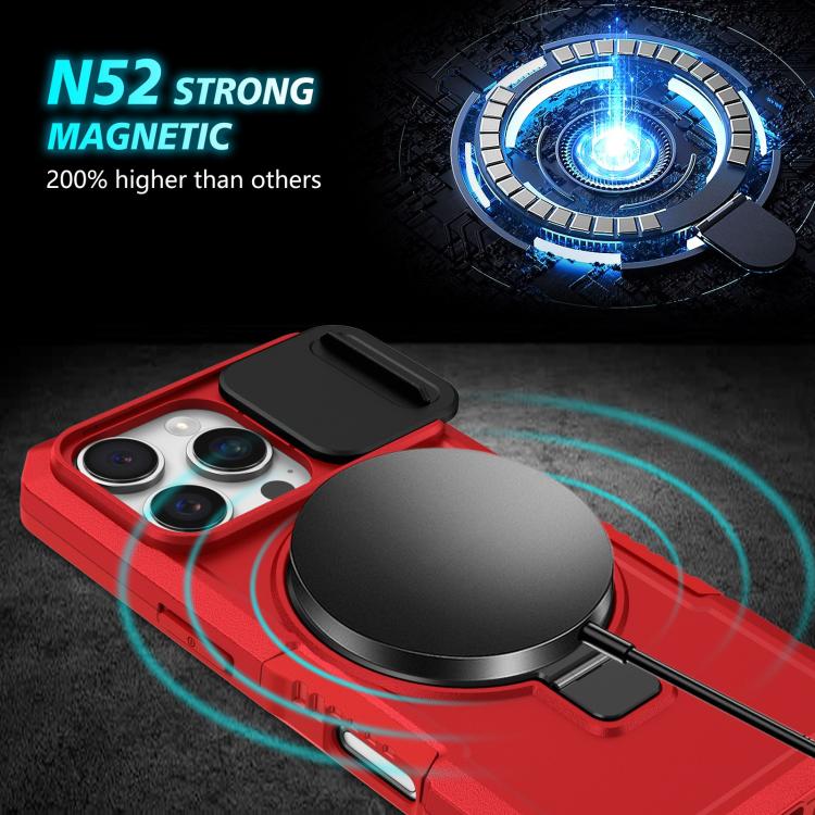 For iPhone 16 Pro Sliding Camshield MagSafe Holder TPU Hybrid PC Phone Case