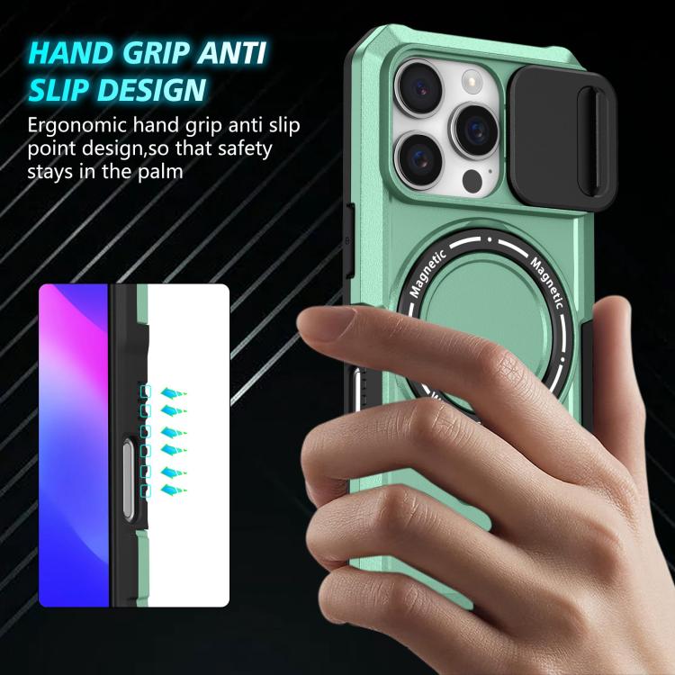 For iPhone 16 Pro Sliding Camshield MagSafe Holder TPU Hybrid PC Phone Case