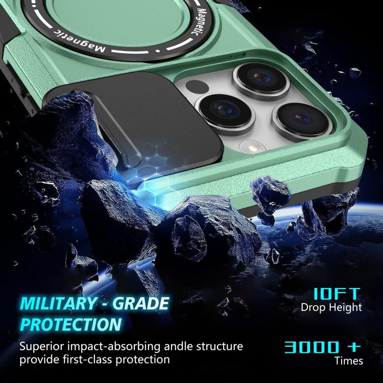 For iPhone 16 Pro Sliding Camshield MagSafe Holder TPU Hybrid PC Phone Case