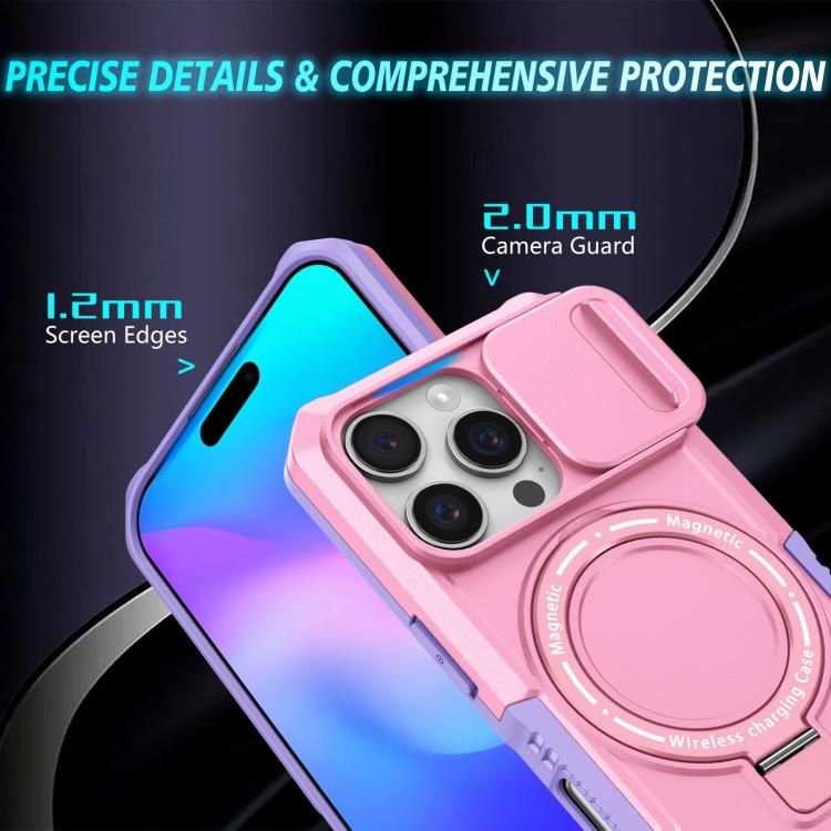 For iPhone 16 Pro Sliding Camshield MagSafe Holder TPU Hybrid PC Phone Case