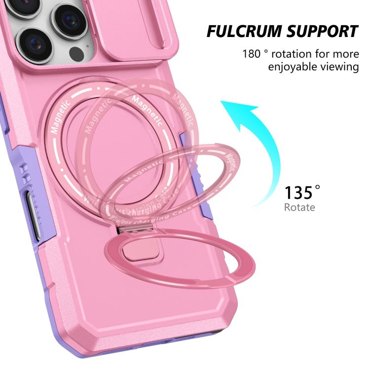 For iPhone 16 Pro Sliding Camshield MagSafe Holder TPU Hybrid PC Phone Case