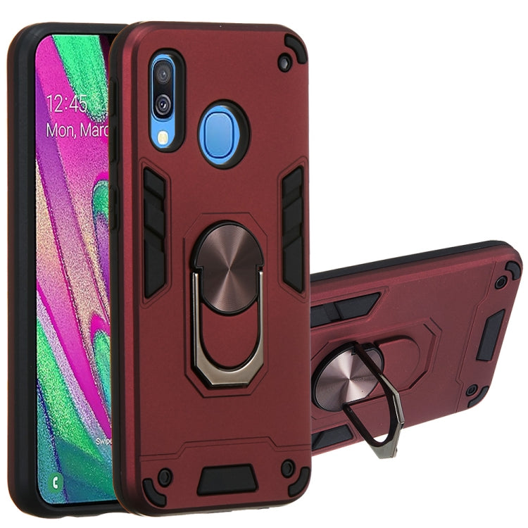 For Samsung Galaxy A40 2 in 1 Armour Series PC + TPU Protective Case with Ring Holder