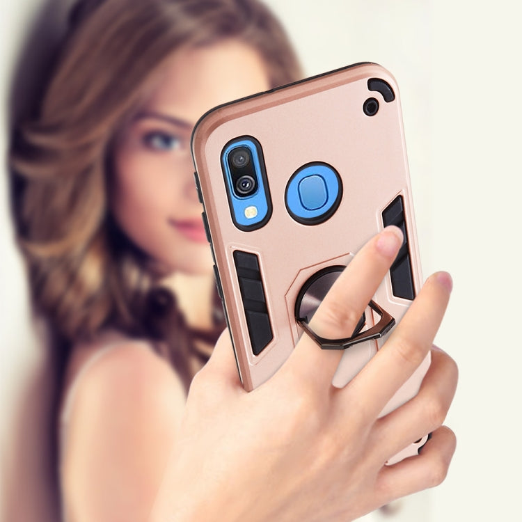 For Samsung Galaxy A40 2 in 1 Armour Series PC + TPU Protective Case with Ring Holder