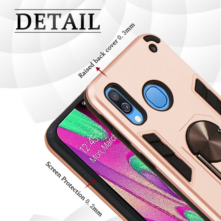 For Samsung Galaxy A40 2 in 1 Armour Series PC + TPU Protective Case with Ring Holder