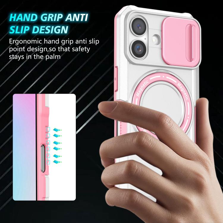 For iPhone 16 Plus Sliding Camshield MagSafe Holder TPU Hybrid PC Phone Case