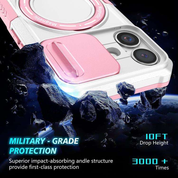 For iPhone 16 Plus Sliding Camshield MagSafe Holder TPU Hybrid PC Phone Case