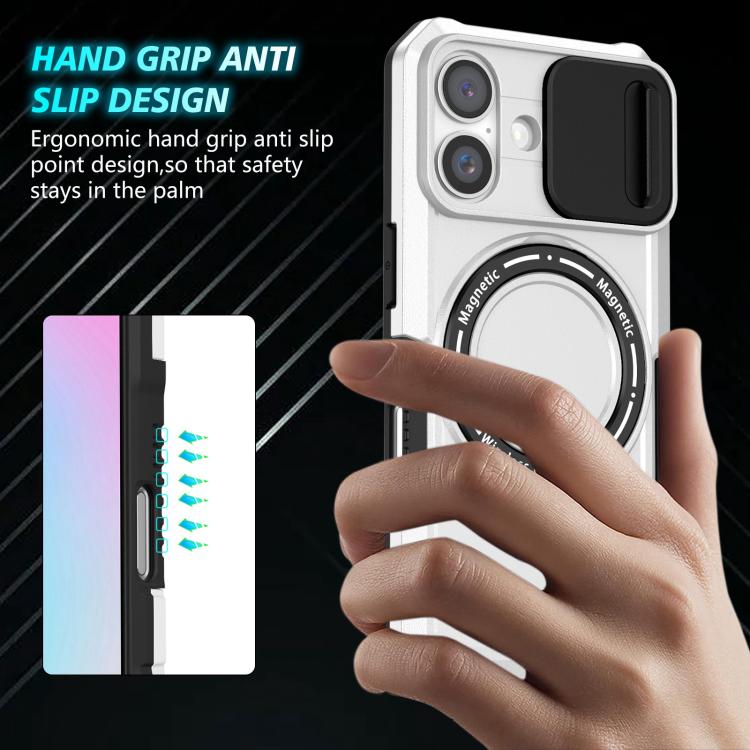 For iPhone 16 Plus Sliding Camshield MagSafe Holder TPU Hybrid PC Phone Case