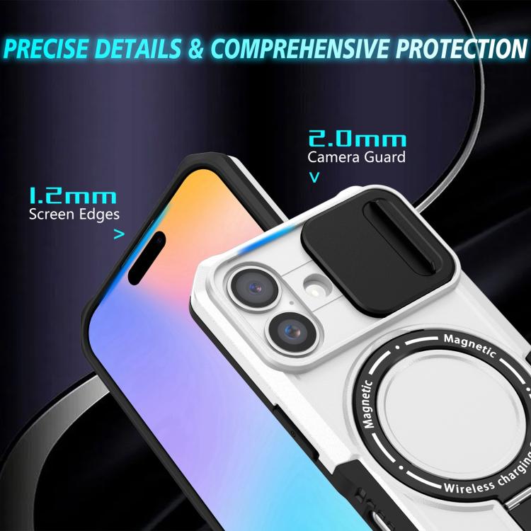 For iPhone 16 Plus Sliding Camshield MagSafe Holder TPU Hybrid PC Phone Case