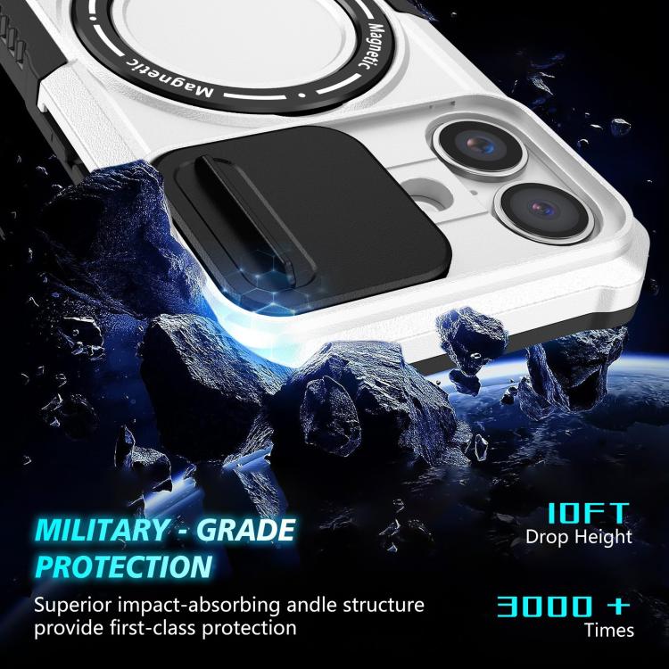 For iPhone 16 Plus Sliding Camshield MagSafe Holder TPU Hybrid PC Phone Case