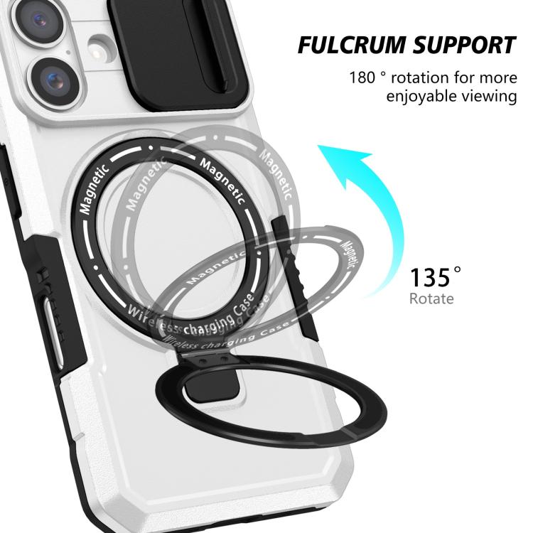 For iPhone 16 Plus Sliding Camshield MagSafe Holder TPU Hybrid PC Phone Case