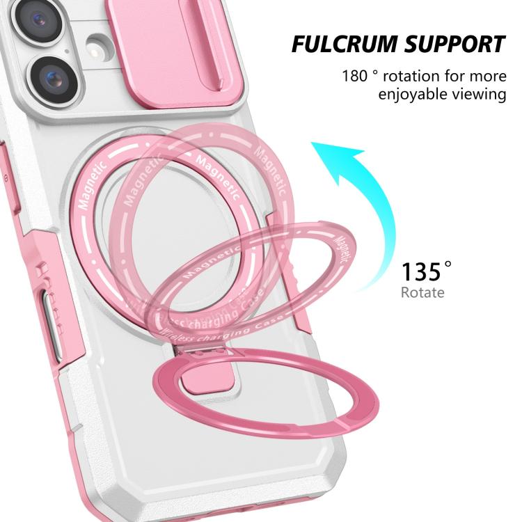 For iPhone 16 Sliding Camshield MagSafe Holder TPU Hybrid PC Phone Case