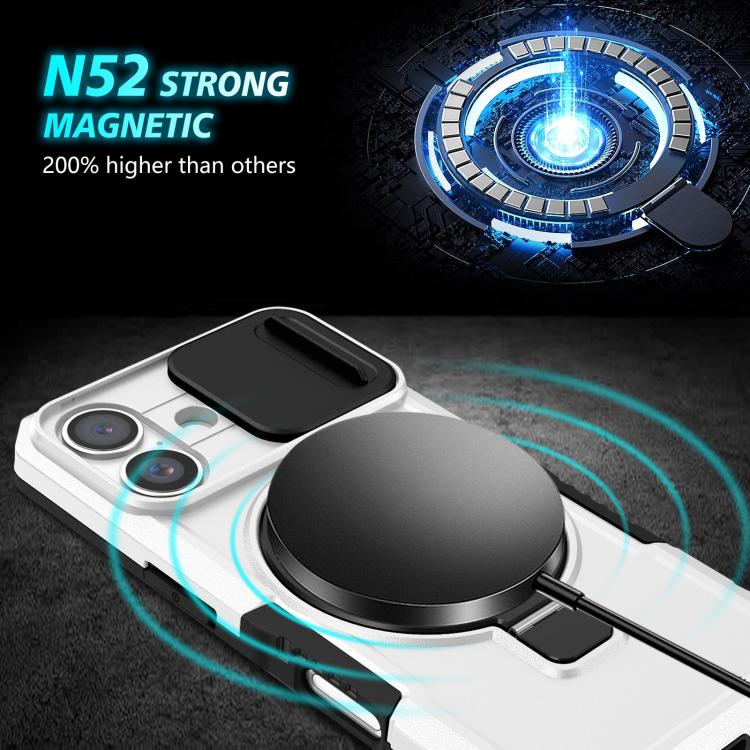 For iPhone 16 Sliding Camshield MagSafe Holder TPU Hybrid PC Phone Case