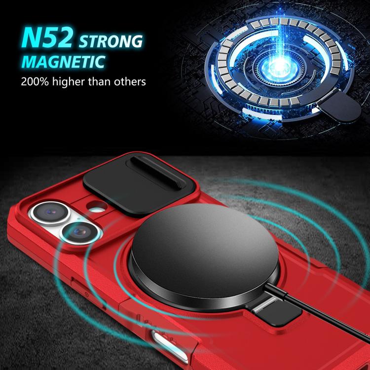 For iPhone 16 Sliding Camshield MagSafe Holder TPU Hybrid PC Phone Case
