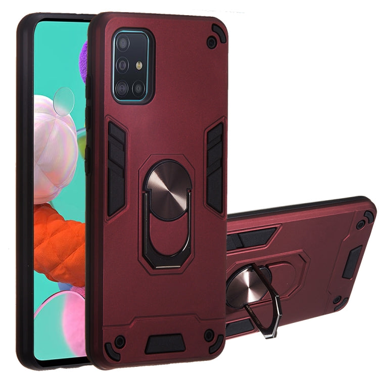 For Samsung Galaxy A51 2 in 1 Armour Series PC + TPU Protective Case with Ring Holder